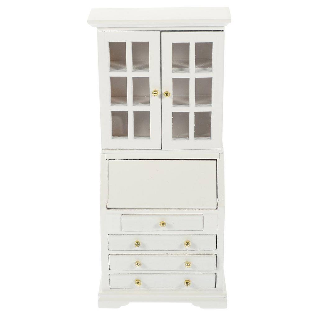 Miniature Cabinet 1:12 Scale Wooden Tiny House Furniture Creative Decoration for Living Room Bedroom Study Micro Scene