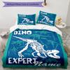 3pcs Custom Name Dinosaur Bedding Set Duvet Cover Closure Includes 1 Duvet Cover & 2 Pillowcases, Soft and Comfortable for All Seasons.