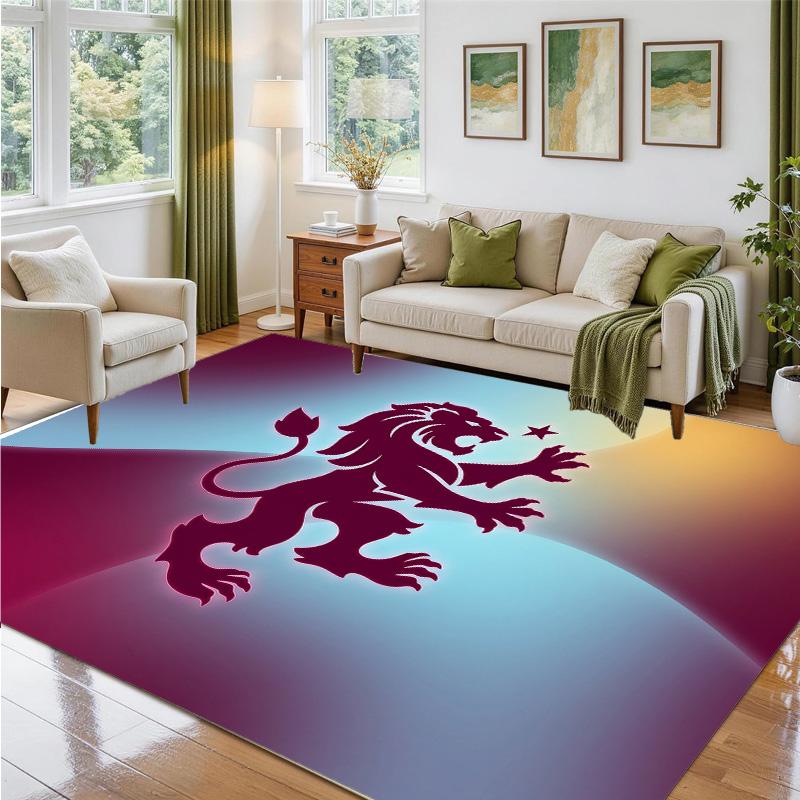 Aston Villa Football Design Crystal Velvet Rug Soft Decorative Mat for Bedroom Entrance