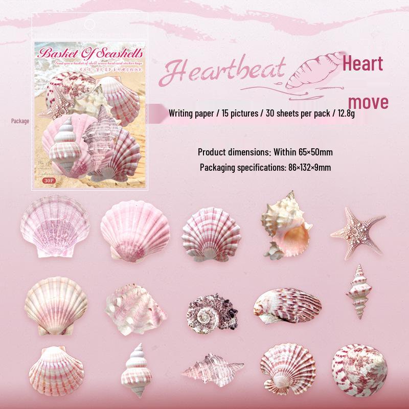 Ketchup Girl s Realistic Ocean Shell Sticker Pack: 4 Styles of Hard Card Decorations.