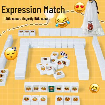 Jeu de Mahjong à Expression Cartoon: Ensemble de cartes Puzzle et Relie les points pour enfants et interaction parent-enfant, amusement intérieur/extérieur