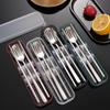 Portable Stainless Steel 3-Piece Cutlery Set with Transparent Case