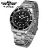 Winner Automatic Mechanical Watch Business Casual Waterproof Luminous Calendar Hollow Stainless Steel Strap Watch Male 8066