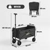 Wagon Foldable Hand Cart 360 degrees Garden Cart with Adjustable Handle Beach Cart up to 60 kg for Sport Shopping Black