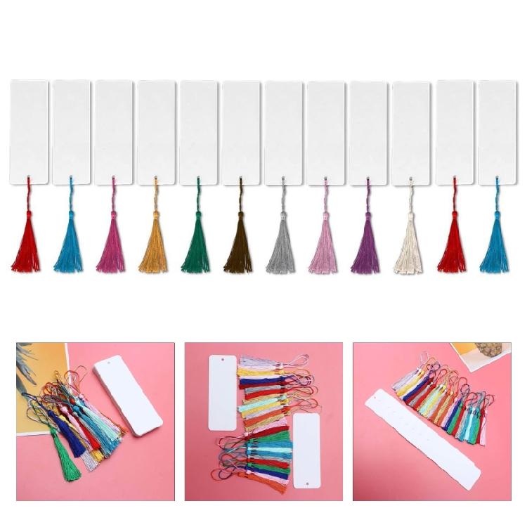 Set Of 10 White Paper Bookmarks with Tassels Handmade Reading Bookmarks Supplies for Kid Adult Art Painting Project