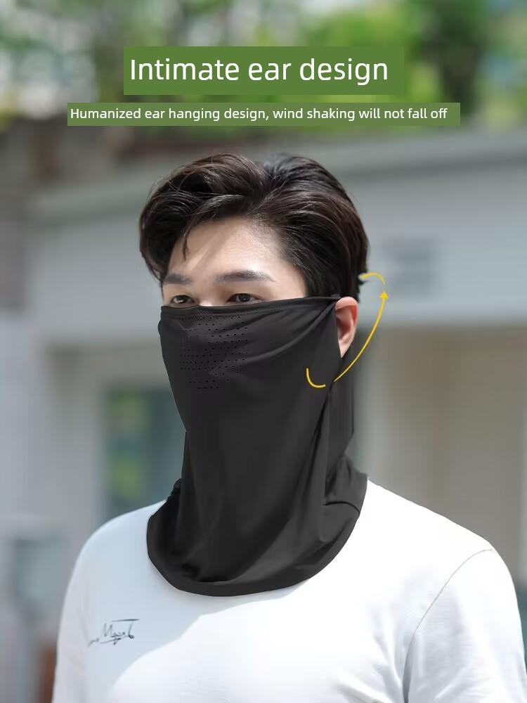 Sun Mask Men's Thin Ice Silk Scarf Summer Sports Headscarf Outdoor Fishing Face Towel Neck Guard Bandana Face Mask