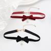 Belle Girl Style Sweet Accessory, Burgundy Necklace, Black Velvet with Collar, Choker Collarbone Chain, Necklace