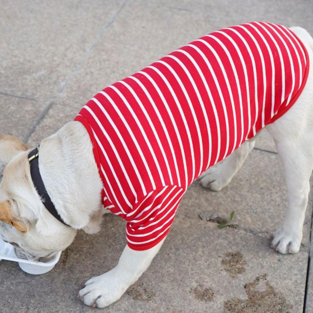 Dog Shirts Striped Cotton Clothes Pet Breathable Stretchy Soft Shirt for Small Medium Large Boy