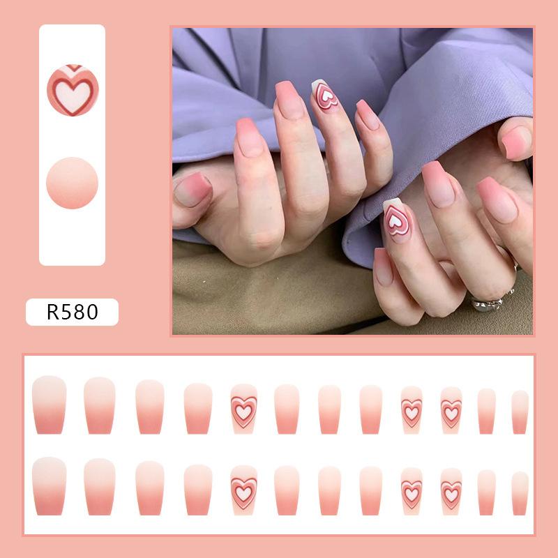 24Pcs Cute  False Nails Patch Artificial Press On Wearing False Nails Detachable Fake Fingernails Full Cover Nail Tips