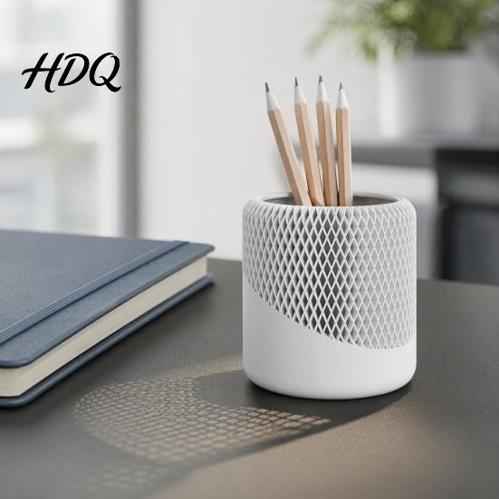 Pen Container Holder for Desk 3D Printed Minimalist Pencil Stationary High-end Desk Decor Storage Cup Desktop Makeup Brush Office Vanity