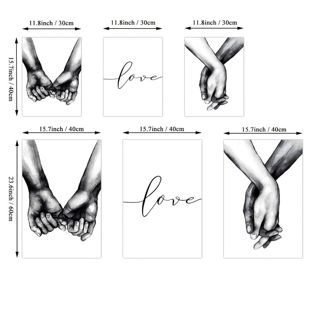 Frameless Black White Romantic Hand In Hand Canvas Paintings Love Quotes Wall Art Poster Printed Picture For Home Wall