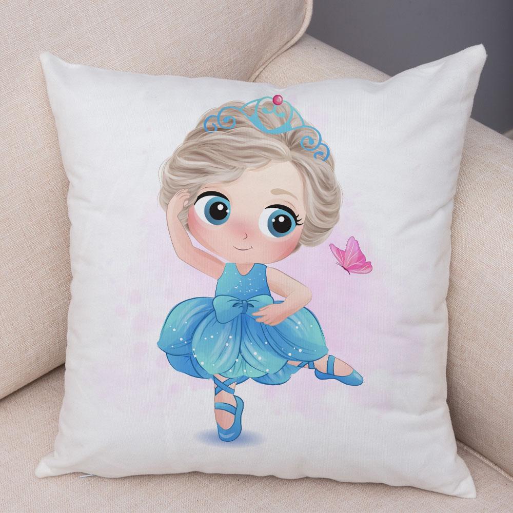 Lovely Girl and Cat Pillowcase Decor Cute Cartoon Child Cushion Cover Pillow Case for Children Room Sofa Home Car 45x45cm