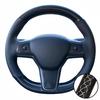 Car Accessories Hand Stitched Black Non-slip Carbon Fiber Leather Model Y 2017- Steering Wheel Cover For Tesla Model 3