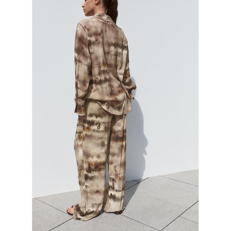 Tie-Dye Stylish Temperament Long Sleeves Lapel Shirt 8372118 High Waist Straight-leg Tie-Dye Pants 8372018