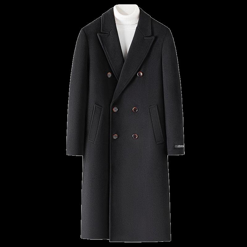 FAPAI.EC Herren Zweireihiger Wollmischmantel