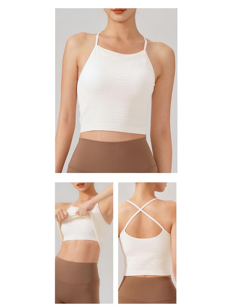 Yoga One-Piece Shockproof Camisole Sports Bra with Chest Pads & Beautiful Back Design for Women