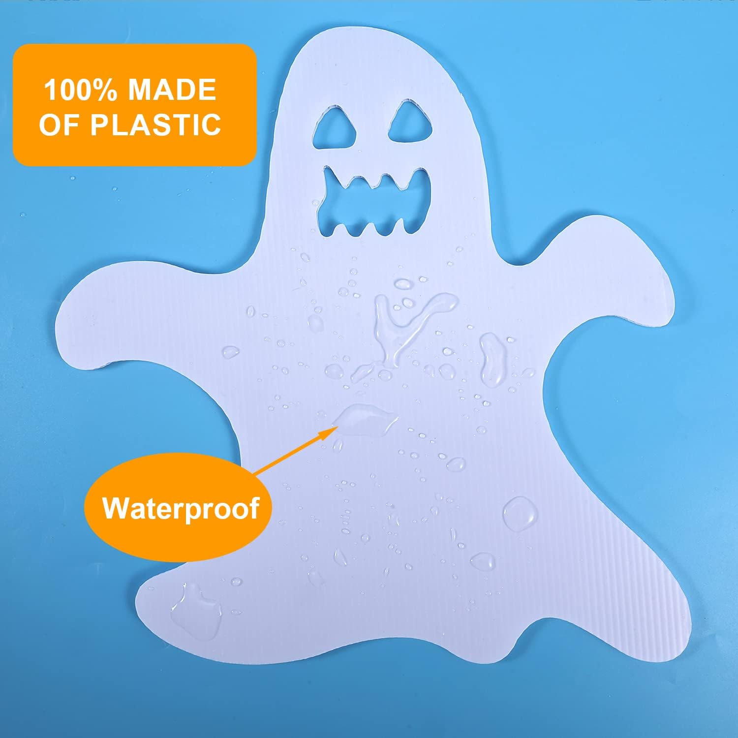 

6 шт. Хэллоуин Белый Призрак Садовые Знаки с Колышками, Металлический Садовый Колышек Призрак Хэллоуин Садовый Знак Призрак для Наружного Сада Газона Сада Хэллоуин Декор