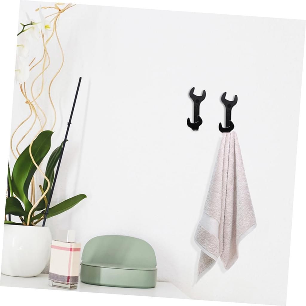 ABOOFAN 2pcs Wrench Coat Hanger Wall Hook Wrench Shape Iron Hanger Storage Hook Smooth Sturdy for Home Dec