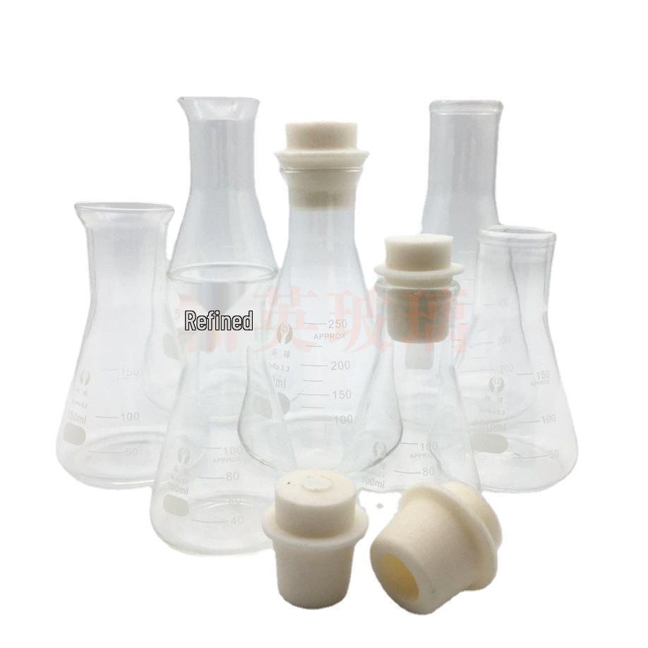 Heat-Resistant Thick Glass Triangular Flask with Silicone Stopper