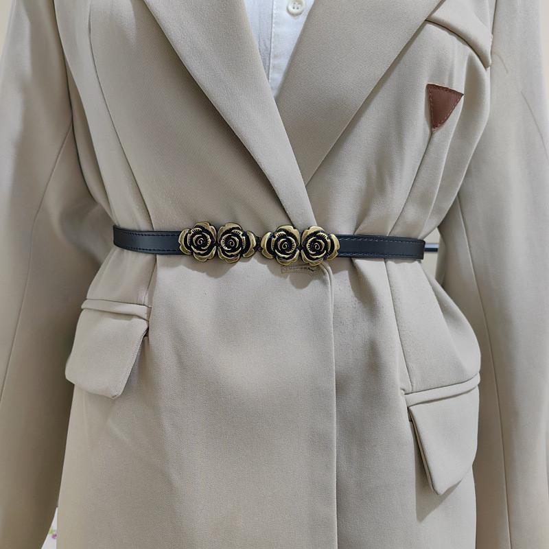 Shape Flowers Rose Buckle Women Leather Waist Belt For Everyday Fashion Wear