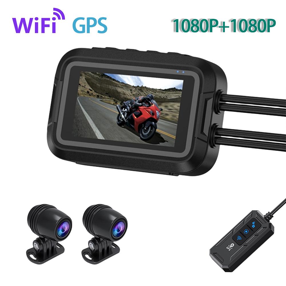 Motorbike Video Camera 150 Degree View Angle Dual 1080P Front Rear View Dash Cam WiFi GPS Motorcycle Camera Moto Recorder Box