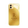 Electroplated glass phone case letter "R" design golden frame For iPhone 17 Air 16 Pro 15 Pro Max 14 Plus anti-drop protection