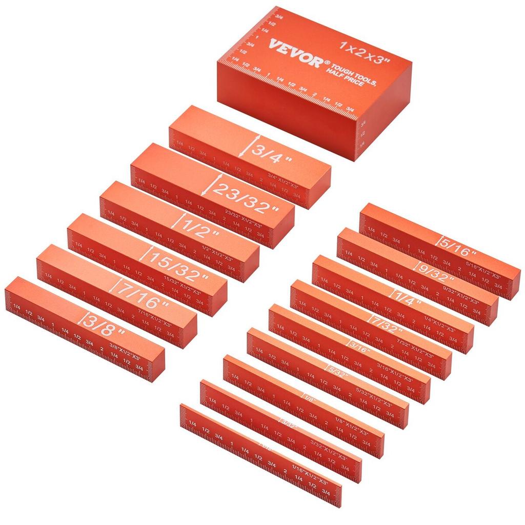 Setup Blocks Woodworking Height Gauge Set 16PCS Precision Set up Bars