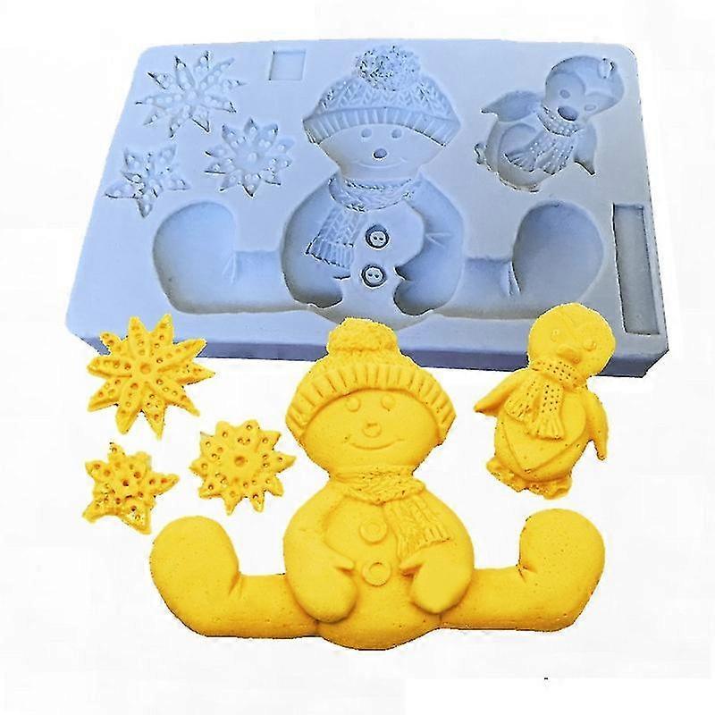 Wabjtam 1pc Snowman Silicone Fondant Mould Sugarcraft Baking Topper Cake Chocolate Xmas Mold