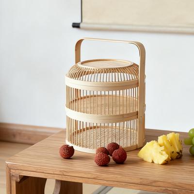 Bambusový pletený koš Domácí organizér Podnos 2 patra Dekorace Farmářský styl Drobnosti Japonský