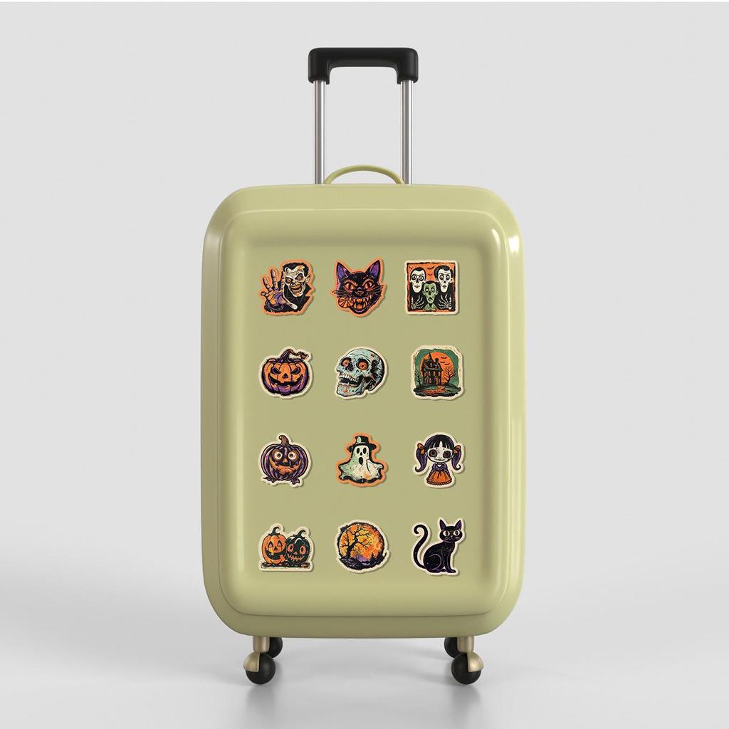 50 Retro Halloween Waterproof Stickers for Phones, Computers & Skateboards - Decorative Festival Decals