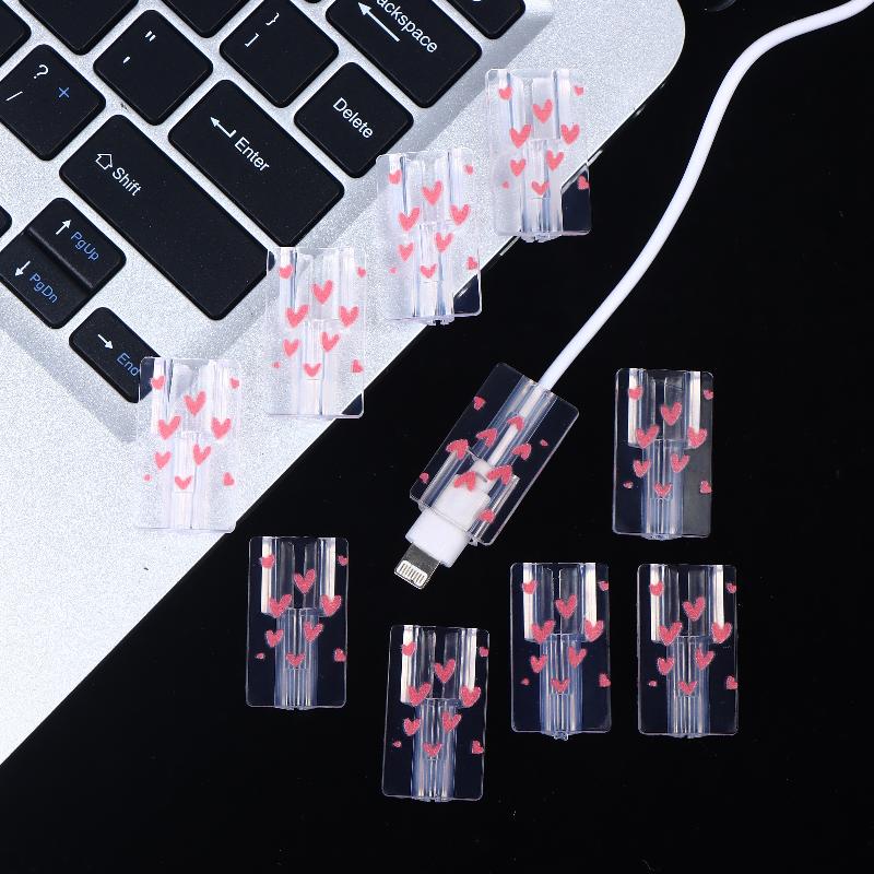 

10Pcs Clear Heart Cable Protector Cover Universal Data Cable Protector Sleeves Charger Cable Winder Data Cord Protective Case