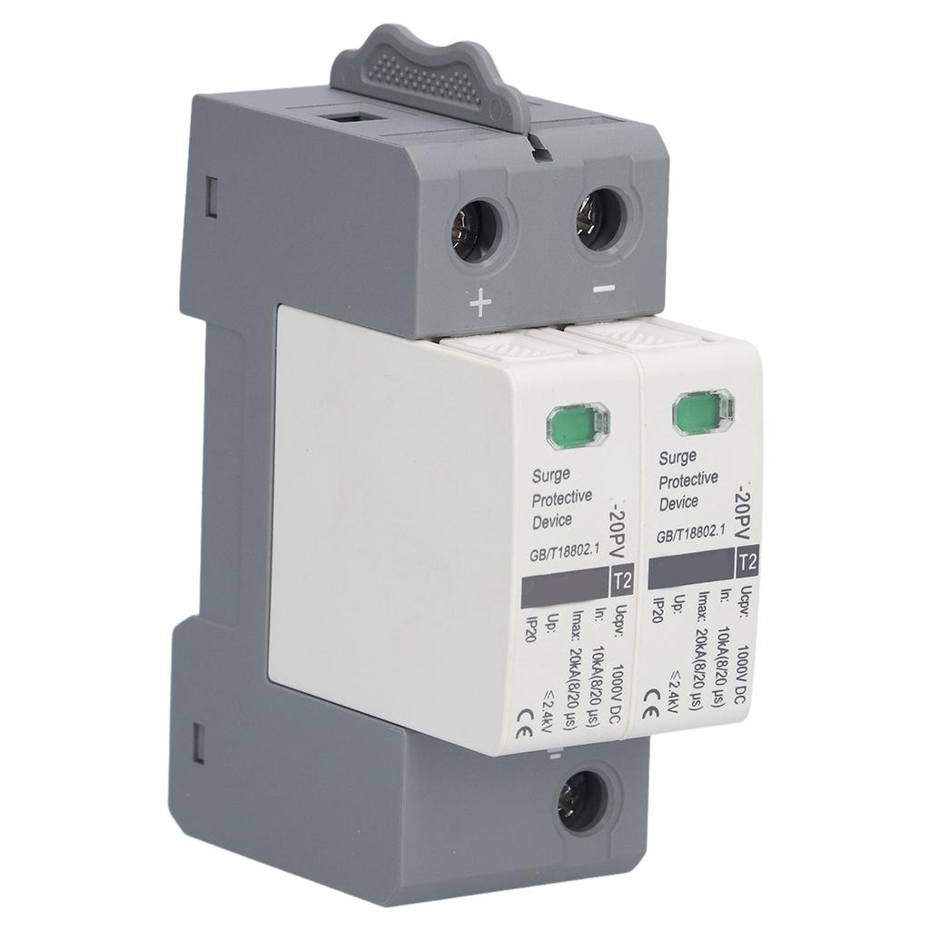 Surge Protective Device DIN Rail Mount Arrester Electric Shock Protector 1000VDC 2P 10?20KA