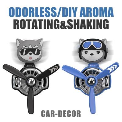 Decoração adorável de carro piloto Husky - purificador de ar com hélice em movimento e tema de aviação fofo