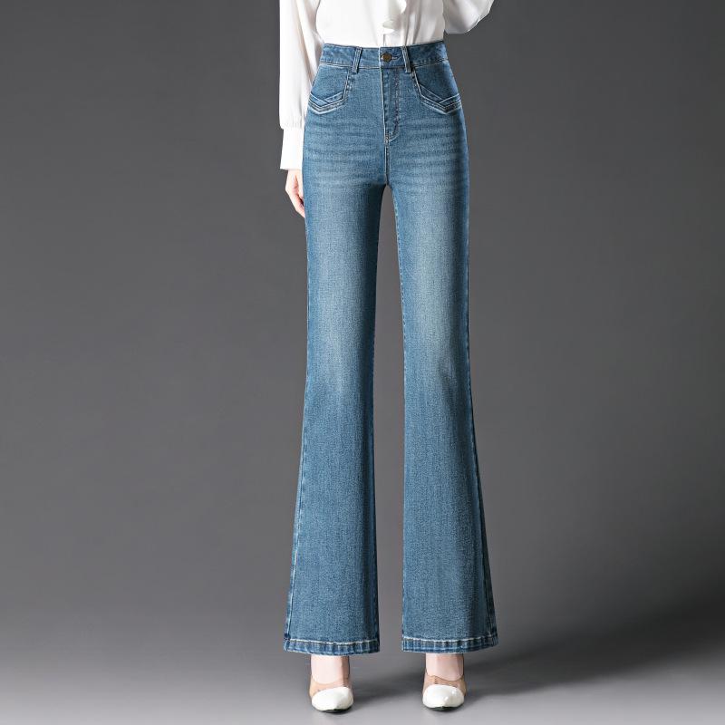 2025 High-Waisted Slimming Bootcut Jeans for Women - Elastic Flare Pants for Middle-Aged Moms, Spring & Autumn Collection