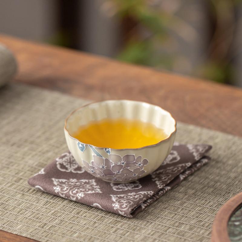 1 Pc Chinese Hand-painted Flowers Porcelain Tea Cup Handmade Ceramic Tea Bowl Household Personal Teacup Travel Portable Teaware