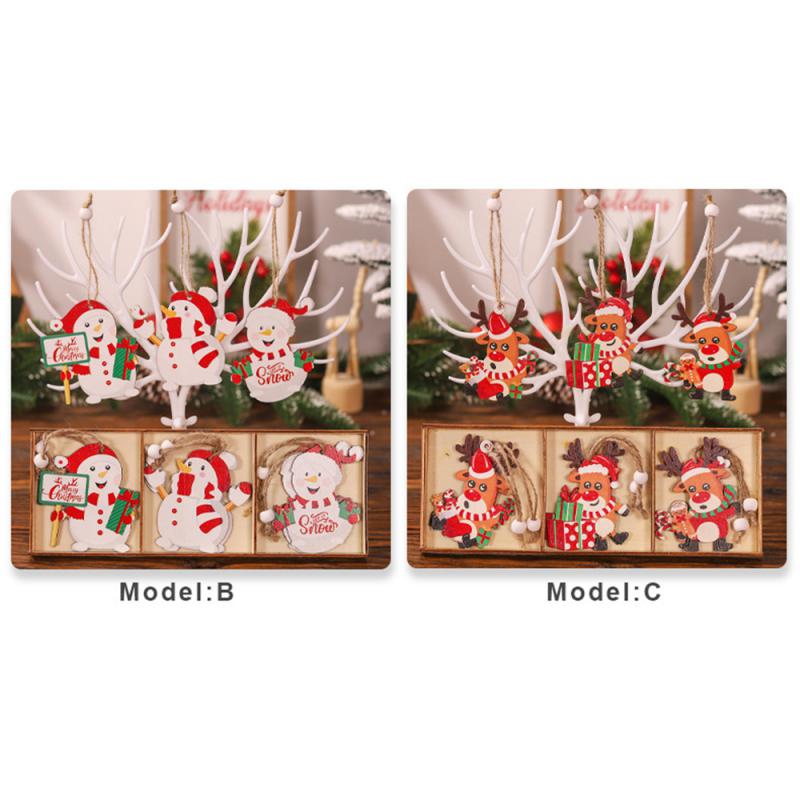 2025 Wooden Santa Claus Pendant Merry Christmas Decorations For Home Navidad Elk Snowman Ornaments Xmas Tree Decor Noel New Year