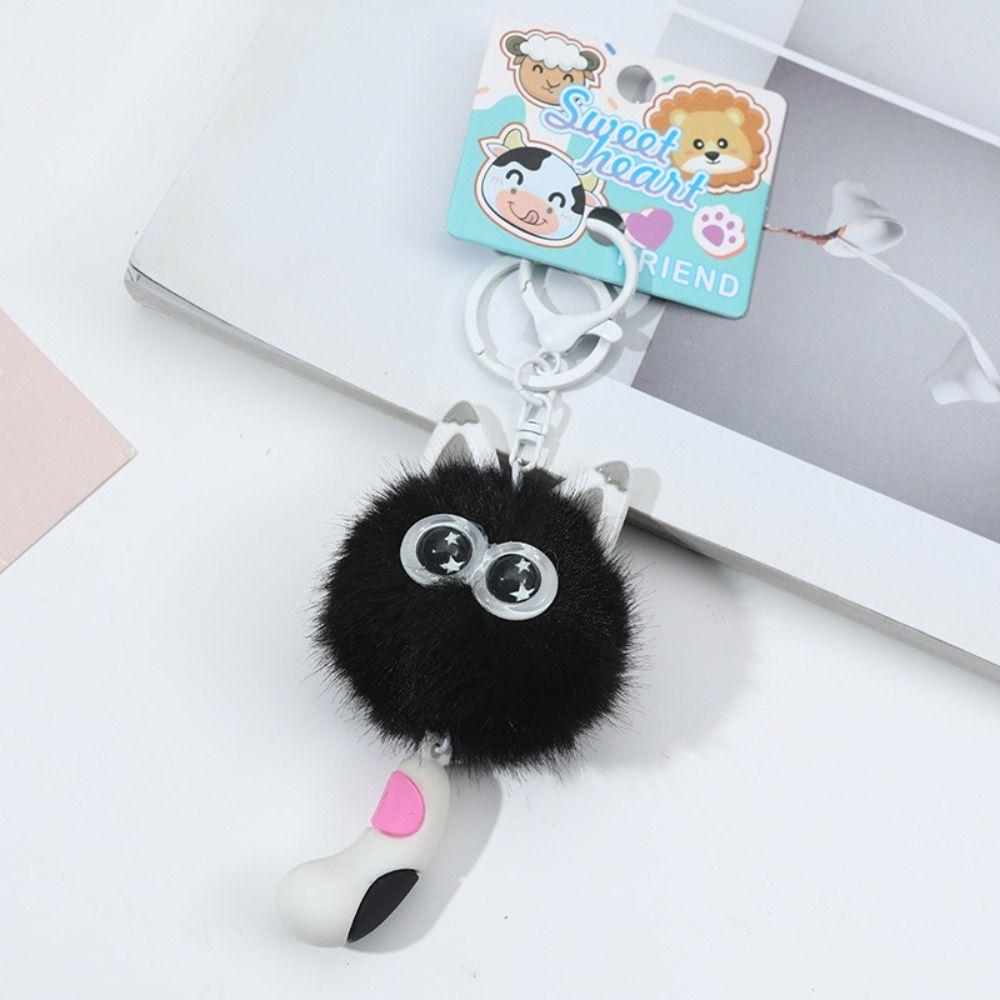 Decorative Small Briquettes Keychain Cartoon Cat Plush Ball Key Chain  Women Men
