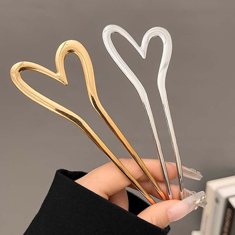 Korean New Hairpin Hair Sticks Heart Geometric Metal Trendy Metal Hair Accessories Headwear Hairstyle For Women Girls Jewelry