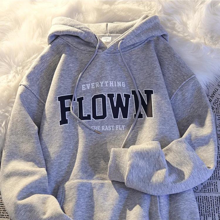 Korean Style Fleece Harajuku Retro Printed Y2k Hoodie Sweater Men Women Loose Bf Style Couple Long-Sleeved Pullover Clothing