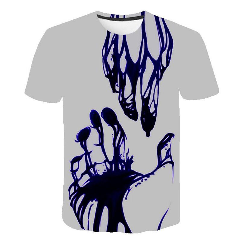 Palm Graffiti Painting T-shirts Men's Clothing 3D Printed Design Round Neck Short Sleeve Tops Breathable Comfortable T-shirt