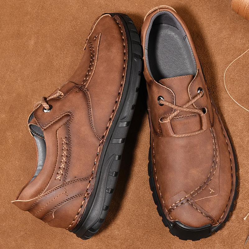 Retro Oksfordy Męskie Oddychające Casualowe Skórzane Buty Męskie Wygodne Męskie Buty Casualowe Klasyczne Wiosenne Jesienne Antypoślizgowe Sneakersy Męskie