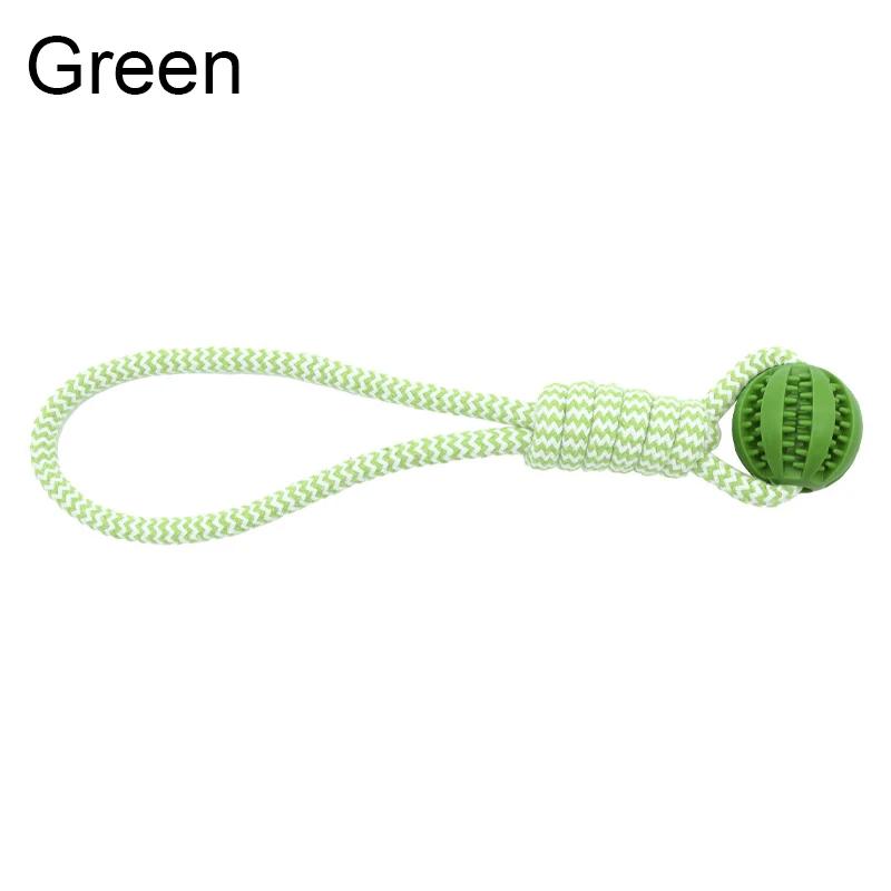 

Durable Dog Chew Toy for Teeth Cleaning Interactive Rubber Ball with Rope Leaking Treats Chewing Bite Resistant Puppy Toys S зелёный