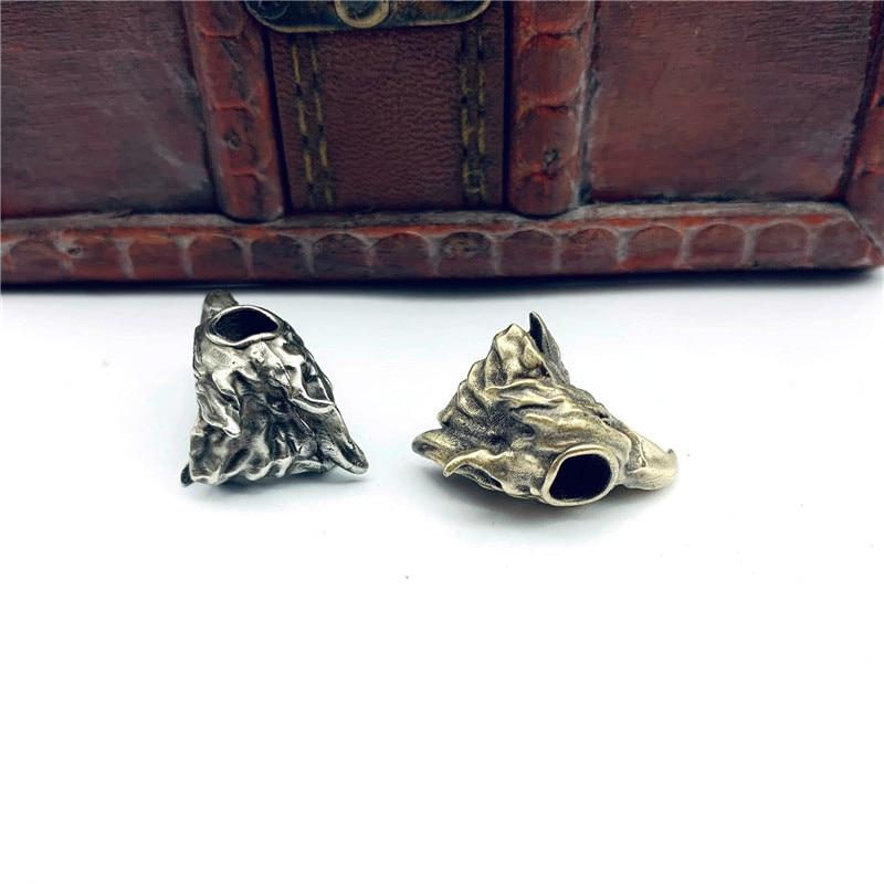 Brass Eagle Head Knife Bead Pendant Car Keychain Outdoor EDC Tool Umbrella Rope Bead Hanging Jewelry DIY Paracord Lanyard Gift