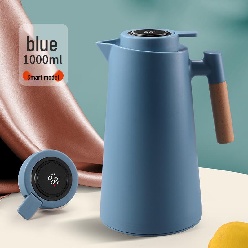 Press-Type Smart Insulated Kettle with Glass Liner - Large Capacity Thermos for Home Use