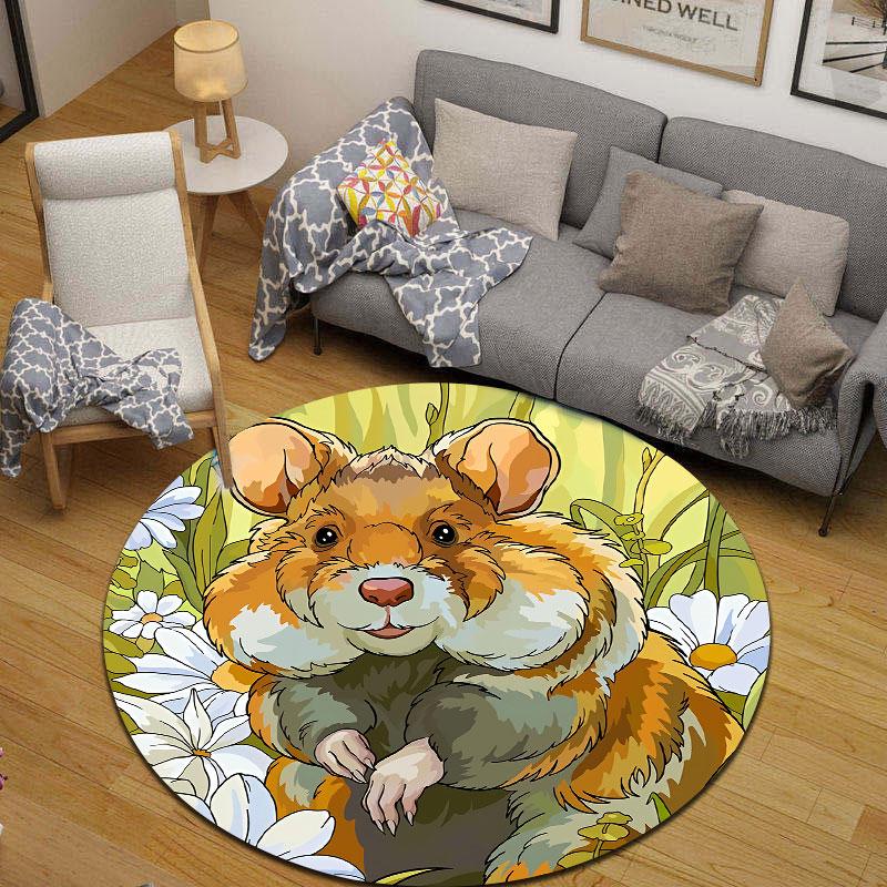 Chic Round Moon Multicolor Carpet, Non-Slip Floor Mat for Dining Room