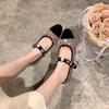 Princess Anne Su Yinyin~ Xiaoxiangfeng Tweed Badge Buckle Mary Jane Single Shoes Women's Banquet Wedding Shoes Flat Shoes Women