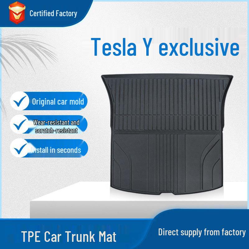 Tesla Model Y Trunk Mat - Full Coverage TPE Interior Tail Box Mat чёрный