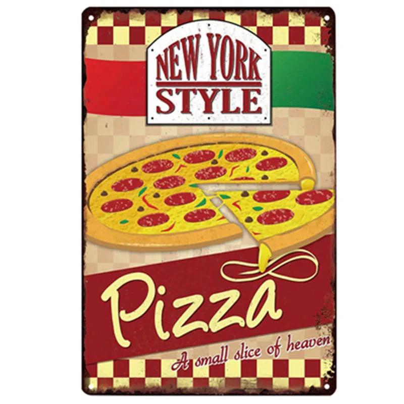Pizza Sign Retro Tin Plate Painting Vintage Metal Picture Wall Decoration For Pizzeria Restaurant Dining Room