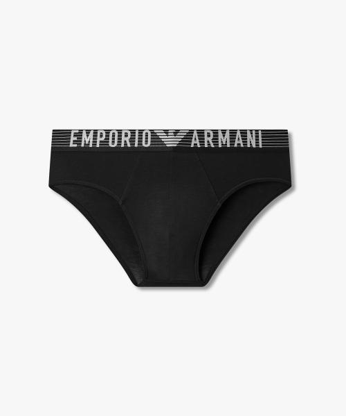 

[Emporio Armani Underwear] Мужские плавки-слипы с полосатым поясом 0816111041 [Доставка из Кореи] 100% Оригинал Black - S