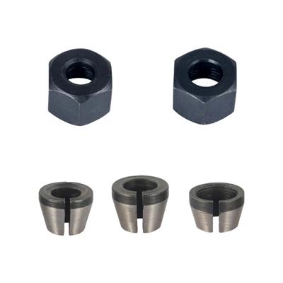 5pcs Routers Bit Shank Adapter Set Includes Collet Chuck and Nuts for Trimming Engraving Machines 6mm 1/4Inch Shanks